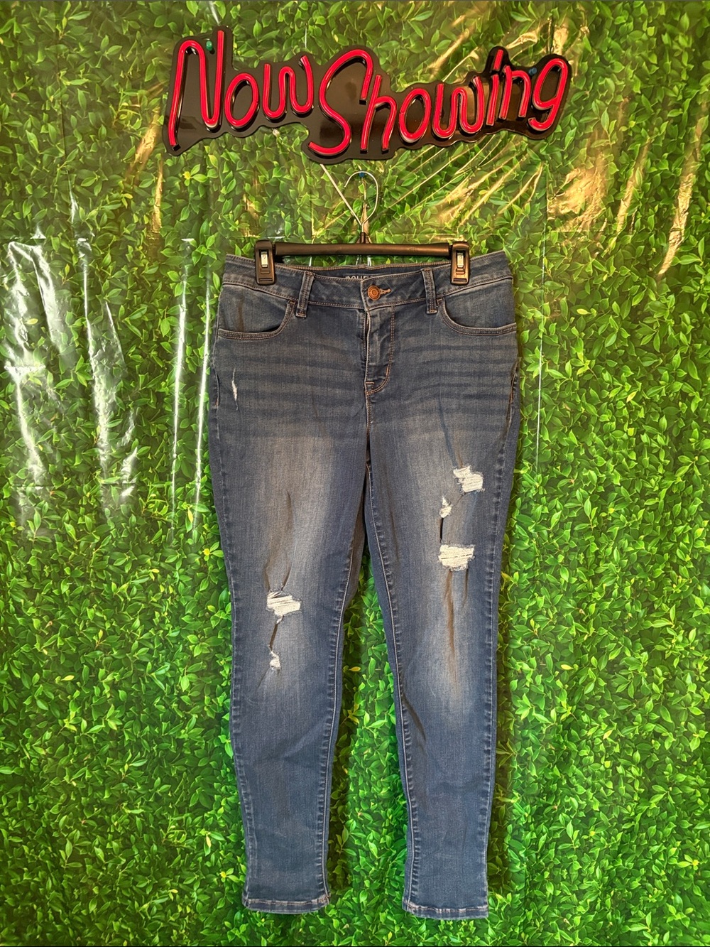 BTS Maurices Dark Blue Distressed Skinny Jeans